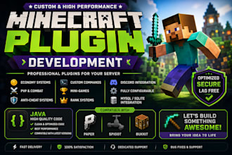 develop custom minecraft plugins for paper spigot bukkit java servers