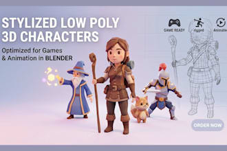 model stylized low poly 3d characters for games and animation with blender