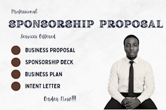 write and design sponsorship proposal, sponsorship deck and sponsorship letter