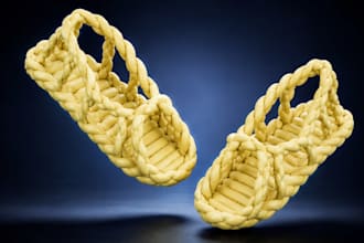 create 3d shoe, footwear, crochet slippers and stl file for 3d printing