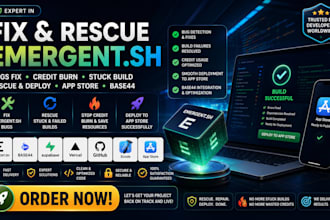 fix emergent sh bugs rescue credit burn stuck build emergent to app store base44