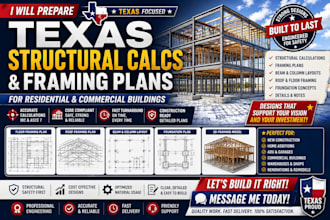prepare texas structural analysis framing plans for residentials and commercial