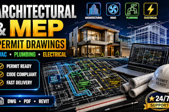 design architectural, mep, hvac, plumbing and electrical permit sets