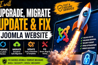 upgrade migrate update fix hacked joomla, remove malware create modern website