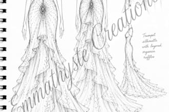 create wedding dresses, formal attire, and fantasy art