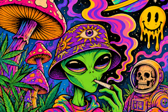 create trippy psychedelic vintage cartoon designs
