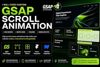 code custom gsap scroll animation svg morph bento grid framer webflow site