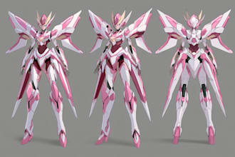 draw mecha gundam and humanoid character concept for you