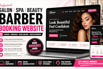 design a salon website, spa website, beauty website, barber booking website