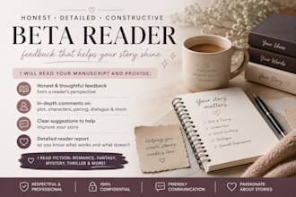 beta read your romance novel with honest feedback