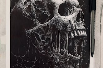 create a detailed traditional dark art ink illustration