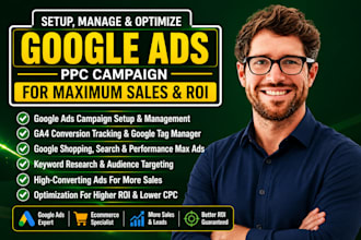 setup and manage google ads ecommerce ga4 conversion tracking ads PPC campaign