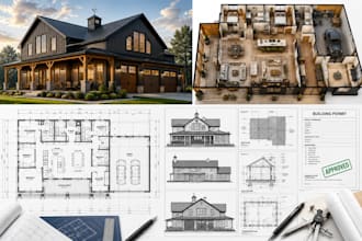 design barndominium floor plans, permit drawings, and blueprints design