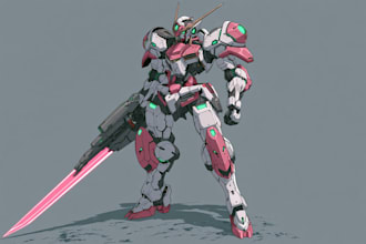 draw  gundam and humanoid character concept for you