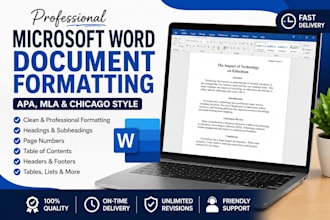 format your microsoft word document professionally in apa, mla or chicago style