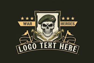 design a bold and powerful war themed logo for your brand