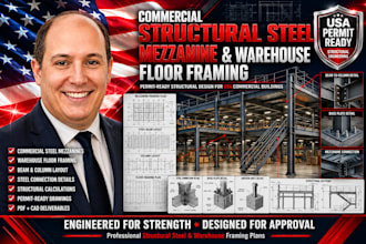design commercial structural steel mezzanine and warehouse floor framing drawing