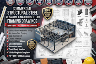 design commercial structural steel mezzanine and warehouse floor framing drawing
