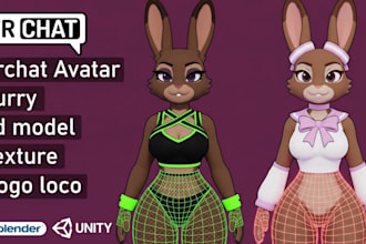 design a custom rigged vrchat furry avatar 3d model for you