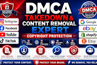 remove delete takedown instagram, fb, google, yt, reddit, tiktok under dmca