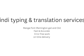 do fast hindi typing, translation and proofreading