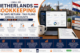 do netherlands bookkeeping btw vat return tax filing annual accounts for zzp, bv