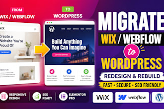 copy, clone migrate wix, webflow to wordpress, redesign and rebuild your website