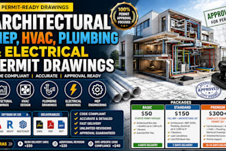 do architectural, mep, hvac, plumbing and electrical permit drawings