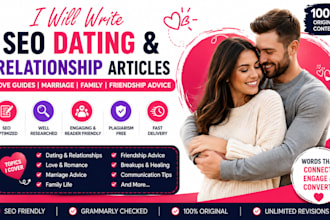 write SEO dating articles, relationship advice, love guides, marriage and family