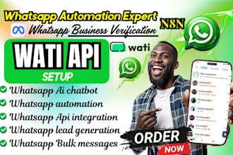 build whatsapp business api automation, wati setup with n8n and crm integration