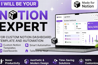 be your notion expert for custom notion dashboard template and automation