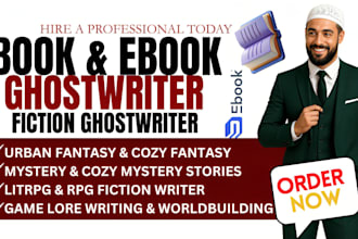 write urban fantasy, mystery novels, game lore writing, cozy mystery, litrpg