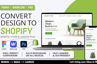 convert figma, webflow, PSD to shopify website, shopify store and landing page