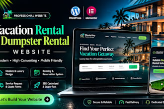 build wordpress vacation rental website, dumpster rental vacation website