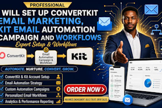 set up convertkit email marketing, kit email automation campaign, and workflows