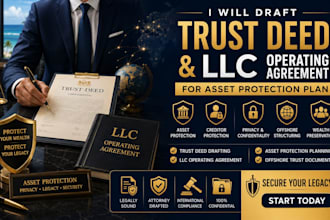 draft trust deed, llc operating agreement for asset protection plan estate plan
