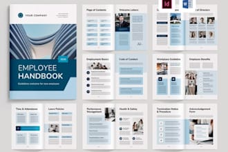 design corporate training manual, employee handbook, sop, onboarding guide PDF
