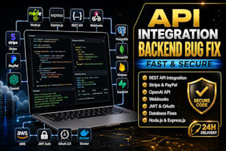 integrate rest API, fix node js backend bugs stripe webhooks graphql openai API