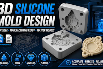 create a 3d printable silicone mold, rubber mold, resin mold, and master model