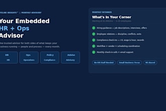 be your monthly operations and HR advisor for your growing small business
