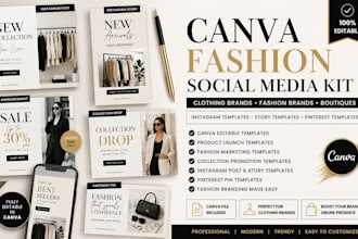 design canva fashion social media kit clothing brand instagram post templates