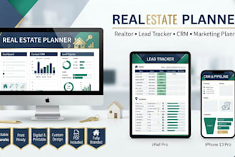 design real estate planner, realtor, business planner marketing lead tracker