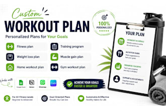 create custom workout plan, fitness plan, training program for goals