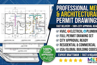 draw architecture mep hvac electrical and plumbing permit drawings
