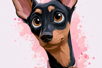 create disney pet portrait illustration