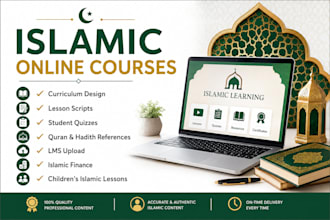 create an authentic islamic course curriculum and scripts acc quran and hadith
