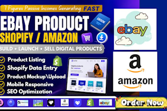 product listing on ebay, shopify, amazon, bulk product lister