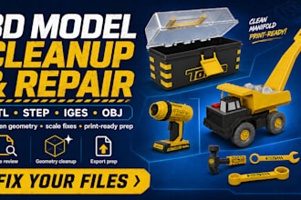 clean up or repair stl, step, or 3d model