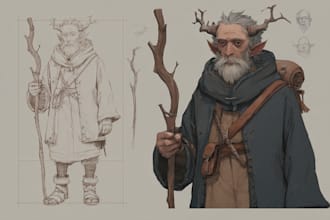 draw dnd character design and illustration