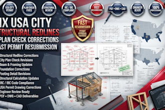 fix USA city structural redlines and plan check corrections for fastresubmission